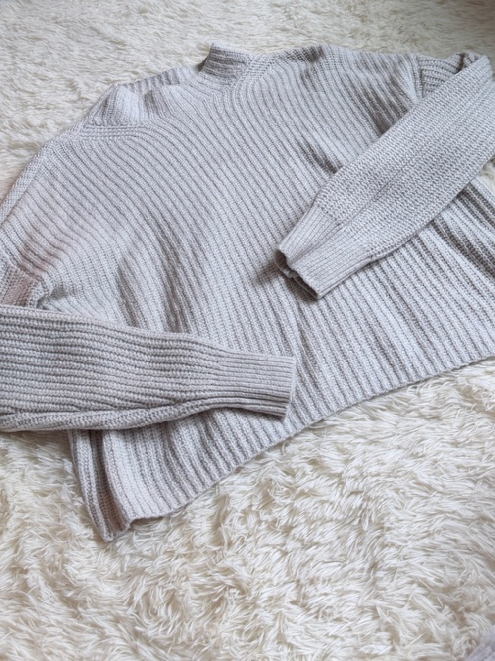Old Navy Light Cream Ribbed Mock Neck Sweater